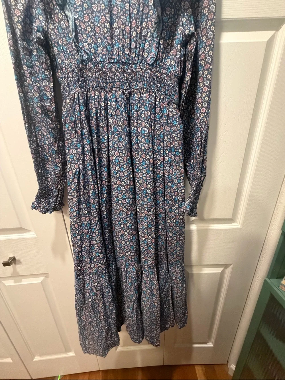 In Loom Navy Maxi Dress with Pink & Orange Floral Yoke - Picture 8 of 8
